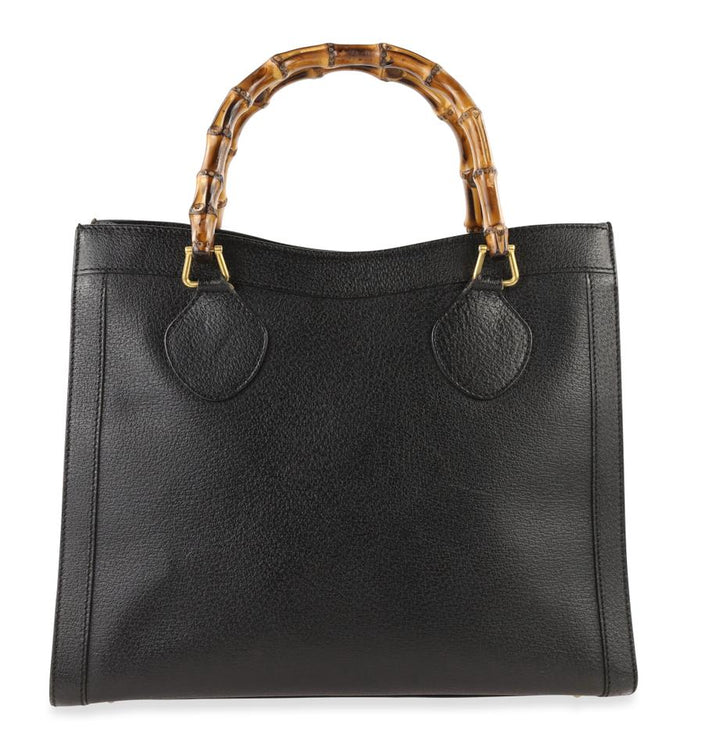 G*G Bamboo Shopper Black Leather Tote