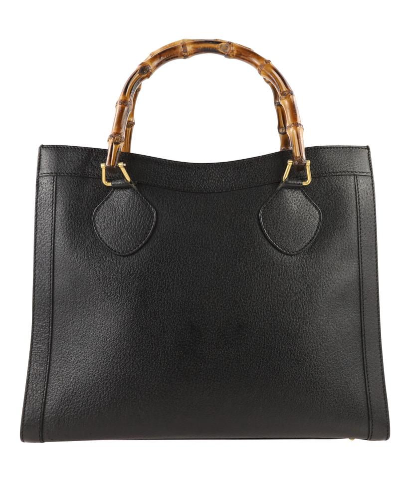 G*G Bamboo Shopper Black Leather Tote