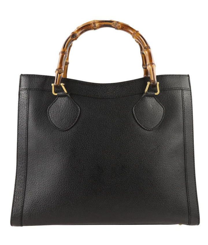 G*G Bamboo Shopper Black Leather Tote