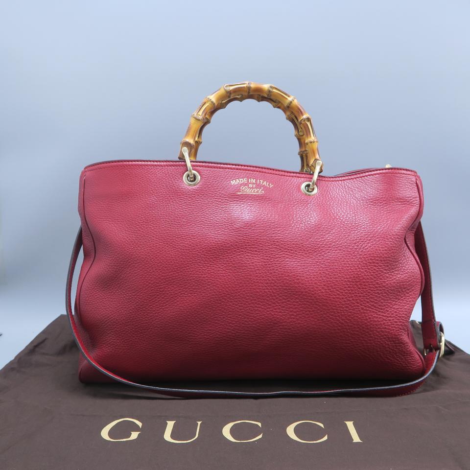 G*G Bamboo Shopper Tote Red Calfskin Satchel