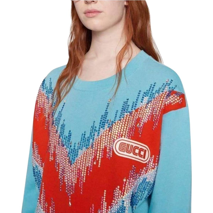 Bead Embroidered Cotton Sweatshirt
