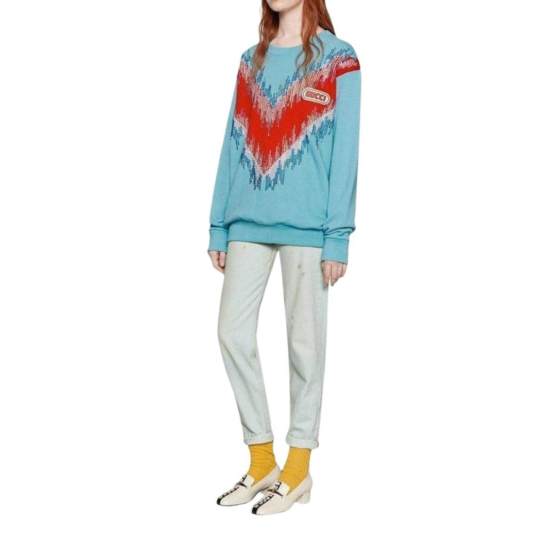 Bead Embroidered Cotton Sweatshirt