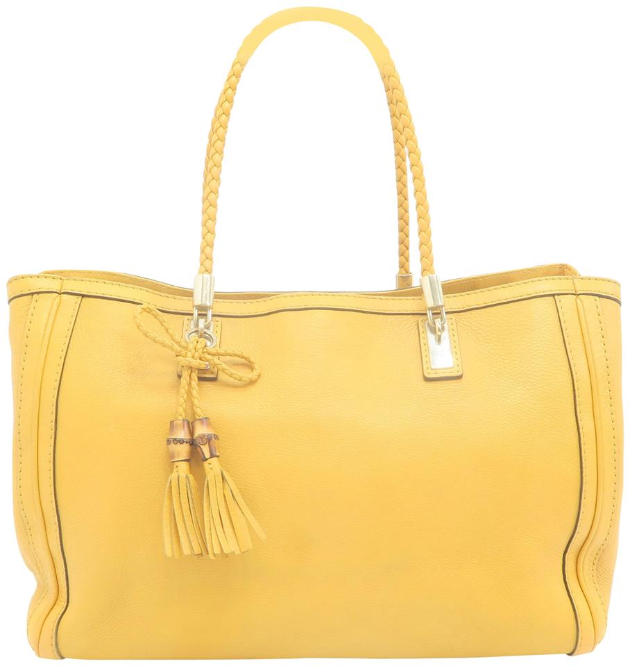 G*G Bella Medium Yellow Calfskin Tote