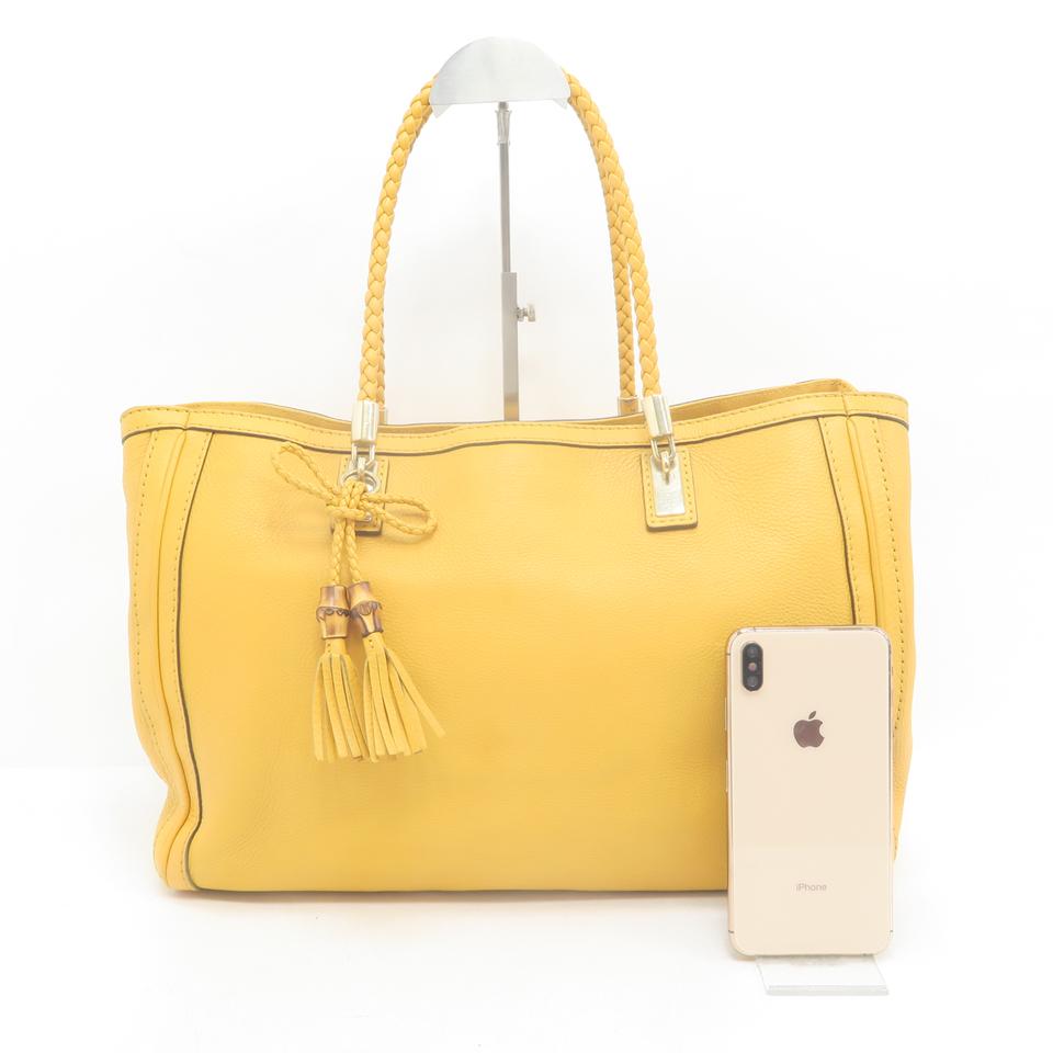 G*G Bella Medium Yellow Calfskin Tote