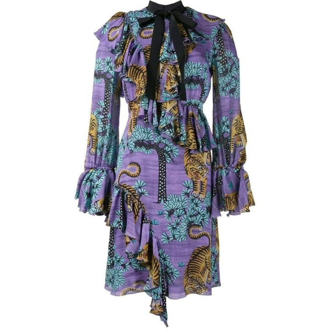 Gucci-Bengal Tiger Print Silk Dress - Runway Catalog