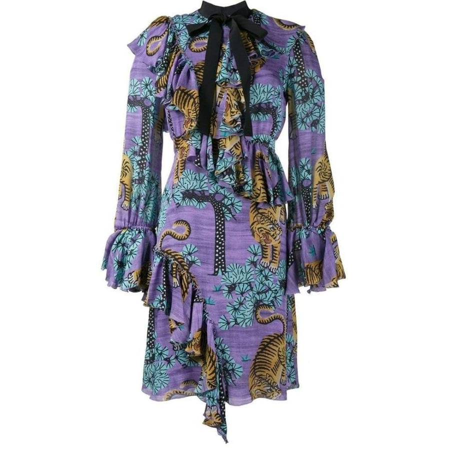 Gucci-Bengal Tiger Print Silk Dress - Runway Catalog