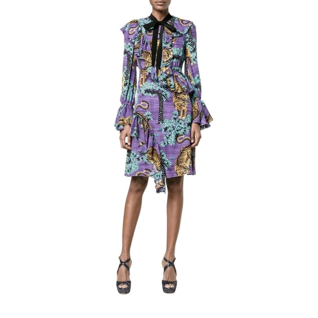 Bengal Tiger Print Silk Dress