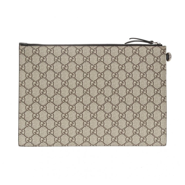 Gucci Bestiary Kingsnake GG Supreme Canvas Wristlet Pouch Bag 473904