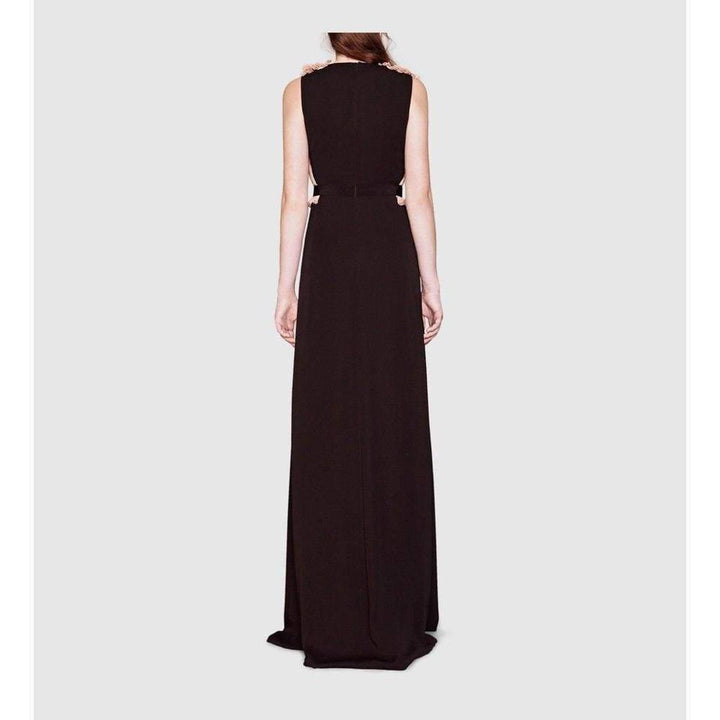 Black Georgette Sleeveless Silk Gown
