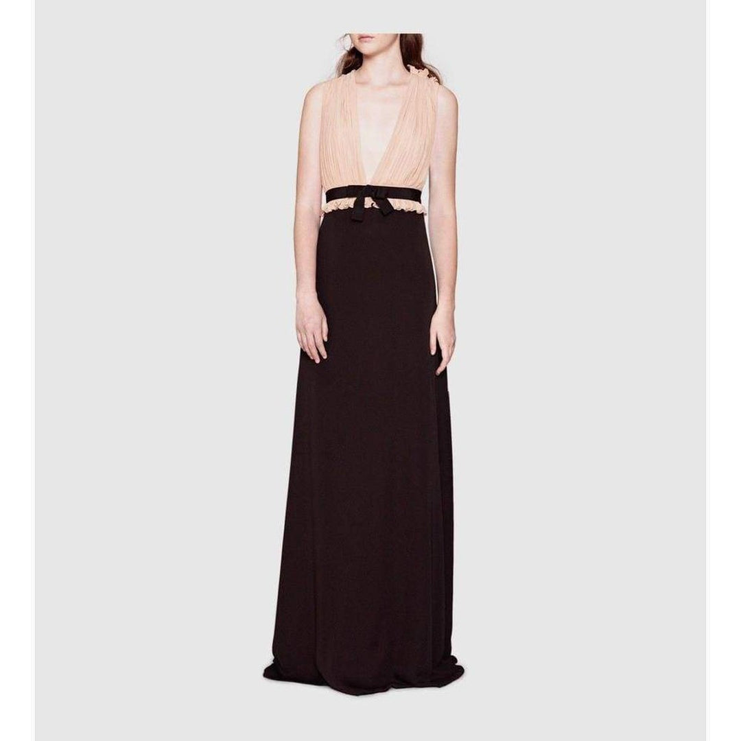 Black Georgette Sleeveless Silk Gown