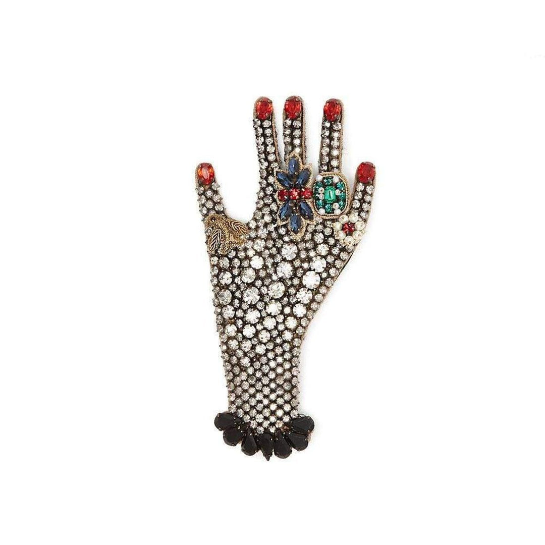 Black Hand Crystal Embellished Brooch