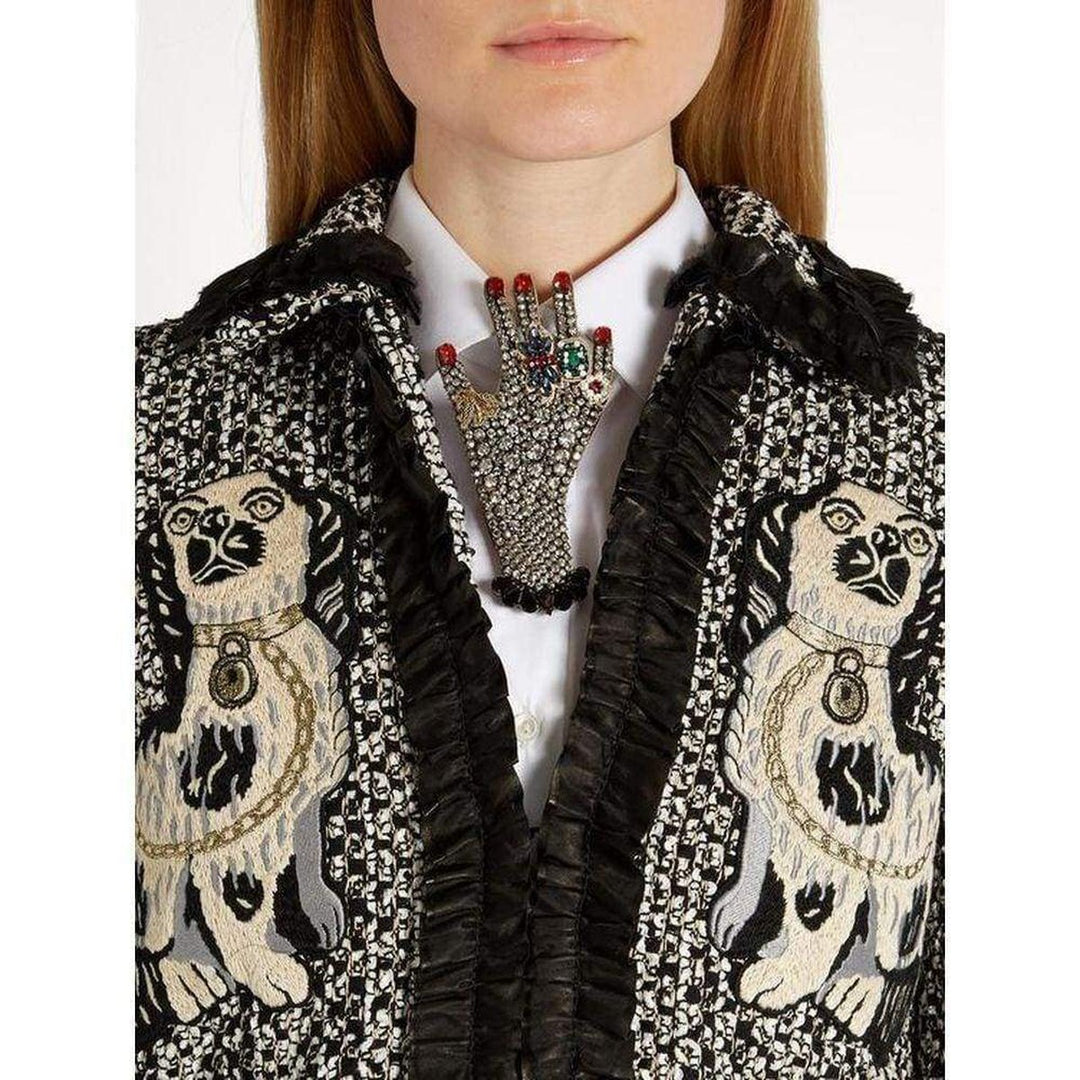 Black Hand Crystal Embellished Brooch