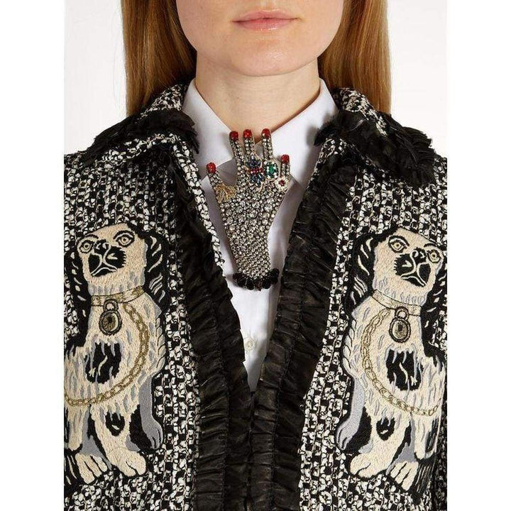 Black Hand Crystal Embellished Brooch