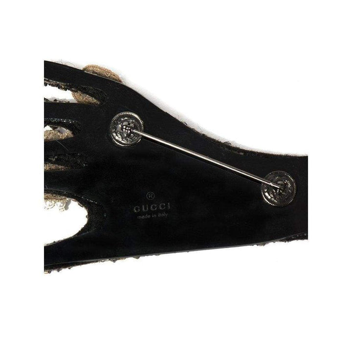 Black Hand Crystal Embellished Brooch