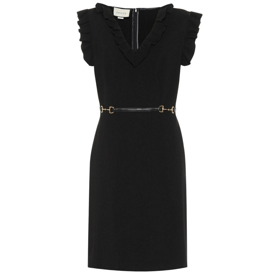 Gucci-Black Horsebit Crêpe Dress - Runway Catalog