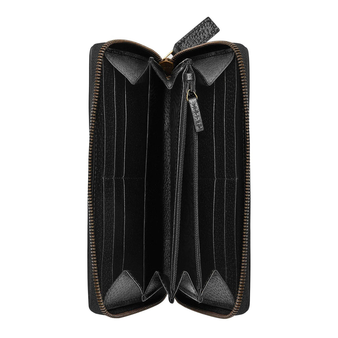 Gucci Bee Star Black Leather Continental Zip Around Wallet 495062