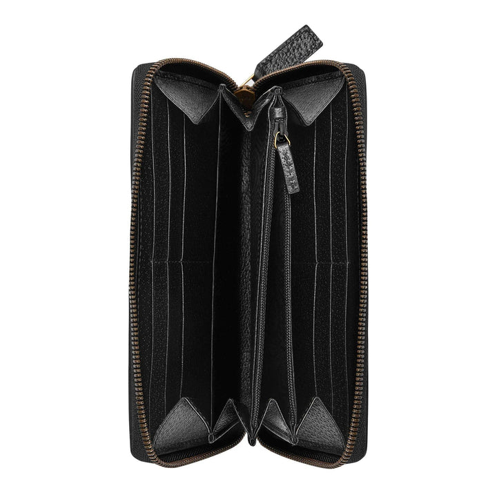 Gucci Bee Star Black Leather Continental Zip Around Wallet 495062