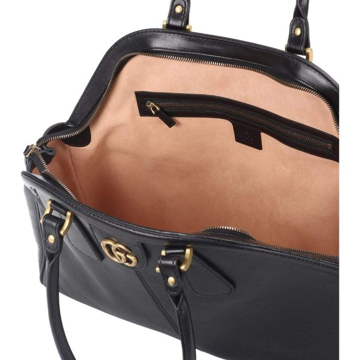 Black Leather RE(BELLE) Large Top Handle Tote