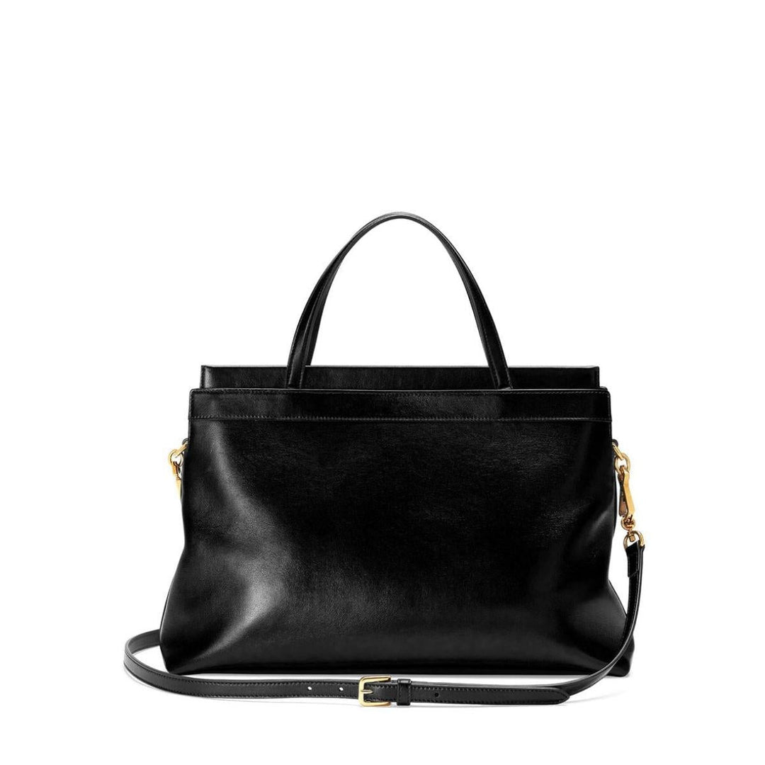 Black Medium Leather Tote Bag
