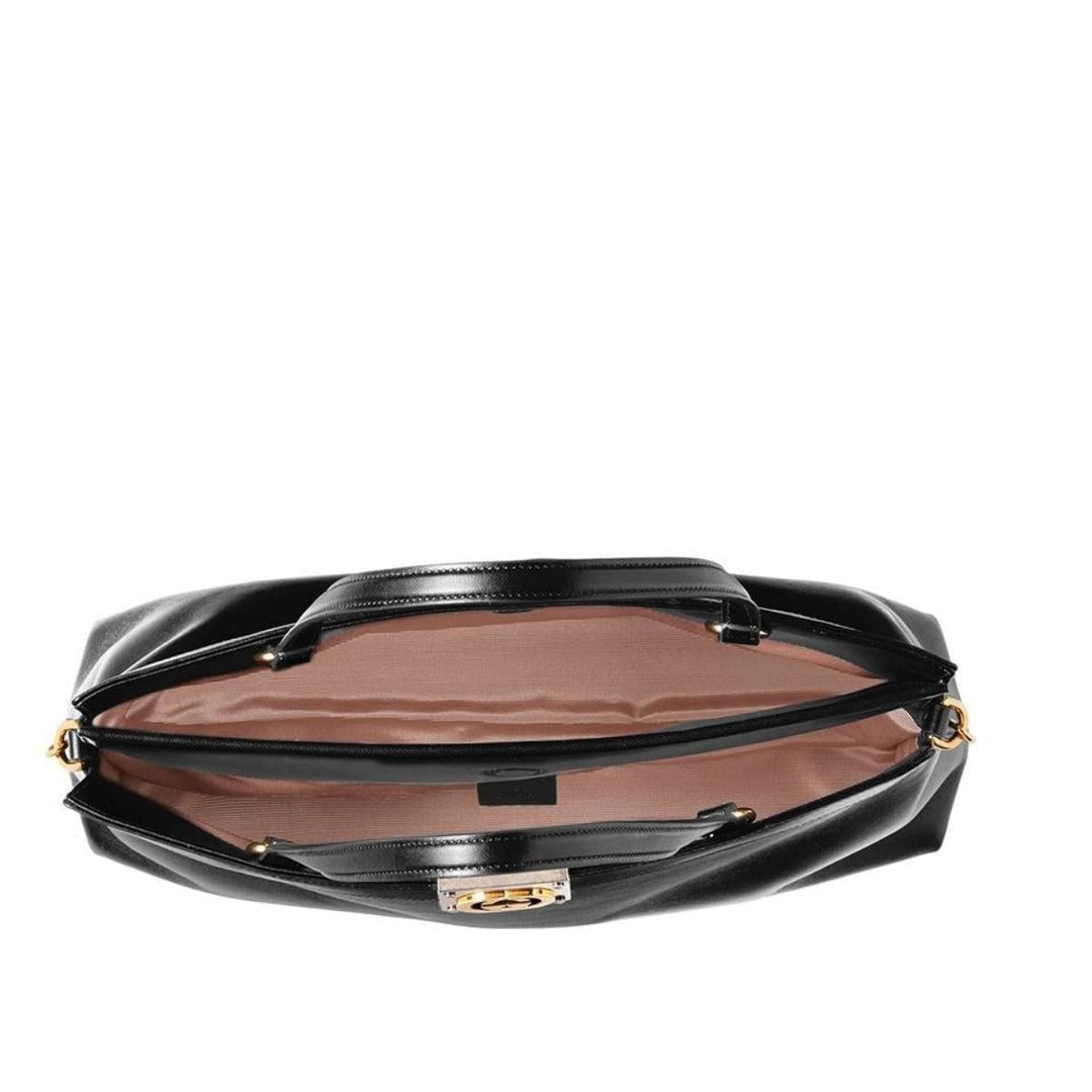 Black Medium Leather Tote Bag
