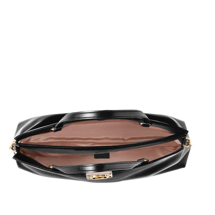 Black Medium Leather Tote Bag