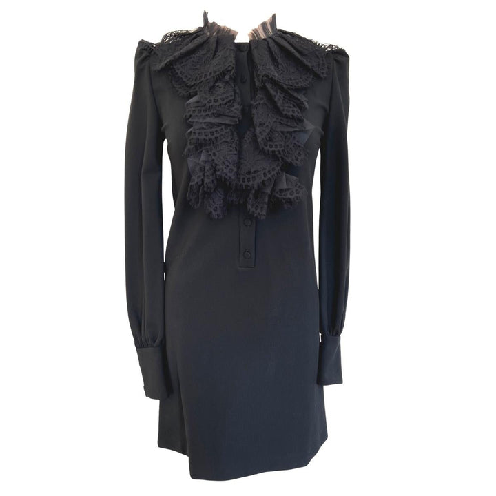 Gucci-Black Ruffle Neck Dress - Runway Catalog