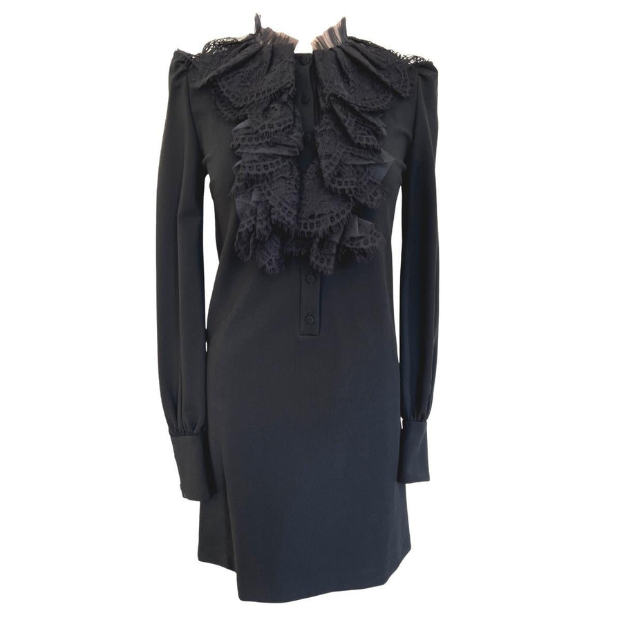 Gucci-Black Ruffle Neck Dress - Runway Catalog