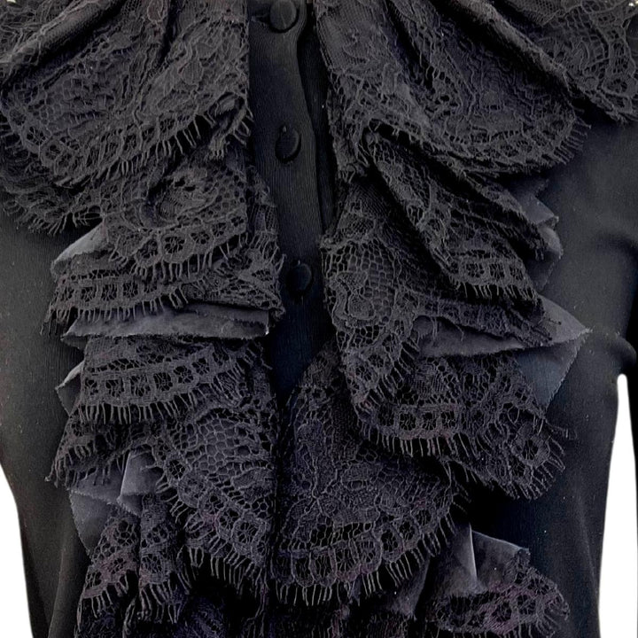 Black Ruffle Lace Mini Dress