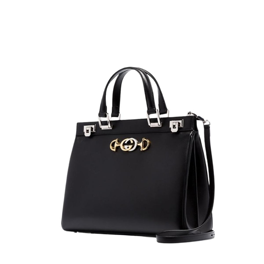 Black Zumi Medium Leather Tote Bag