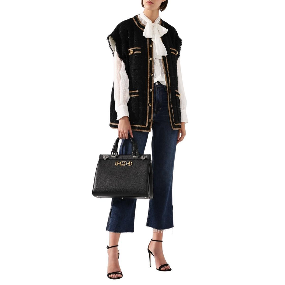 Black Zumi Medium Leather Tote Bag