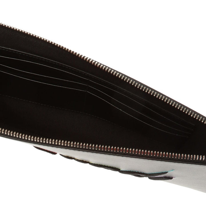 Gucci Blade Embroidered Black Leather Pouch Wristlet Bag 597678