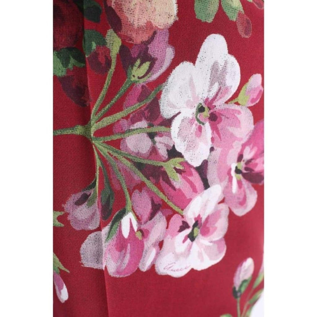Blooms Print Pyjama Burgundy Silk Pants