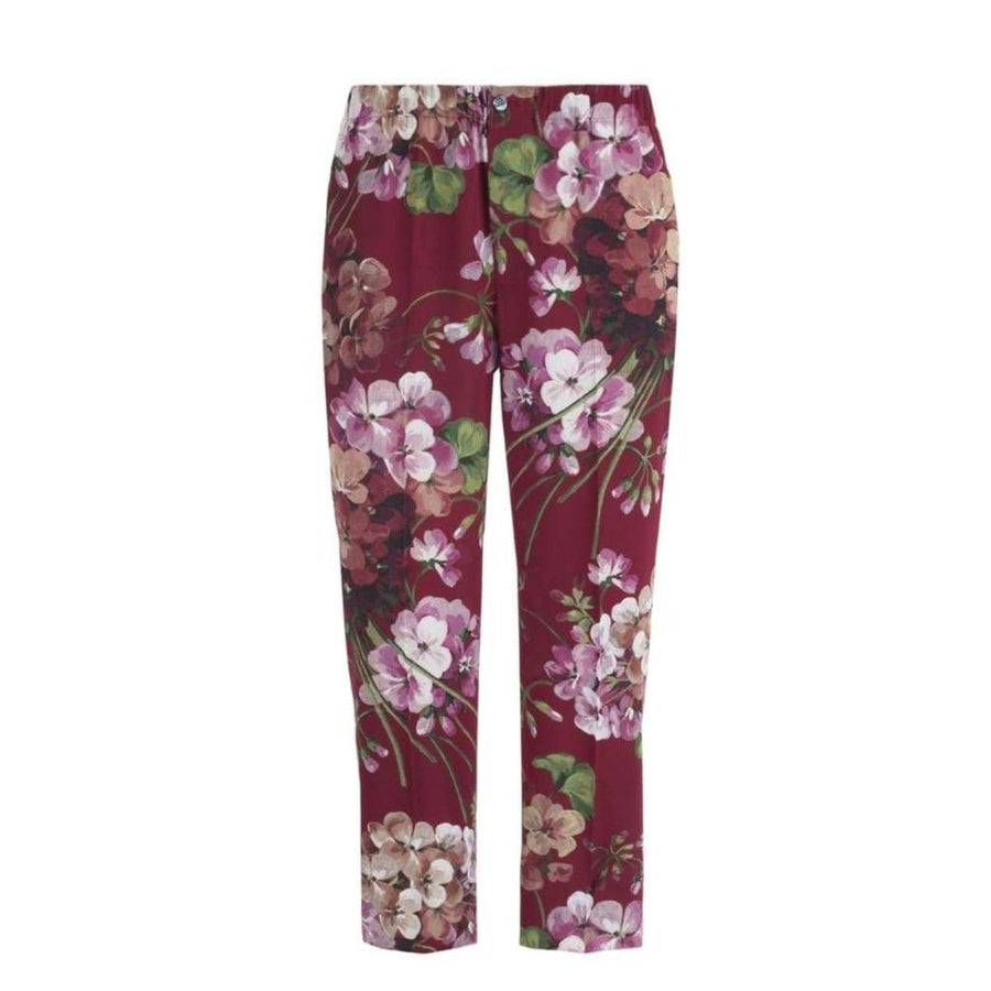 Gucci-Blooms Print Pyjama Burgundy Silk Pants - Runway Catalog