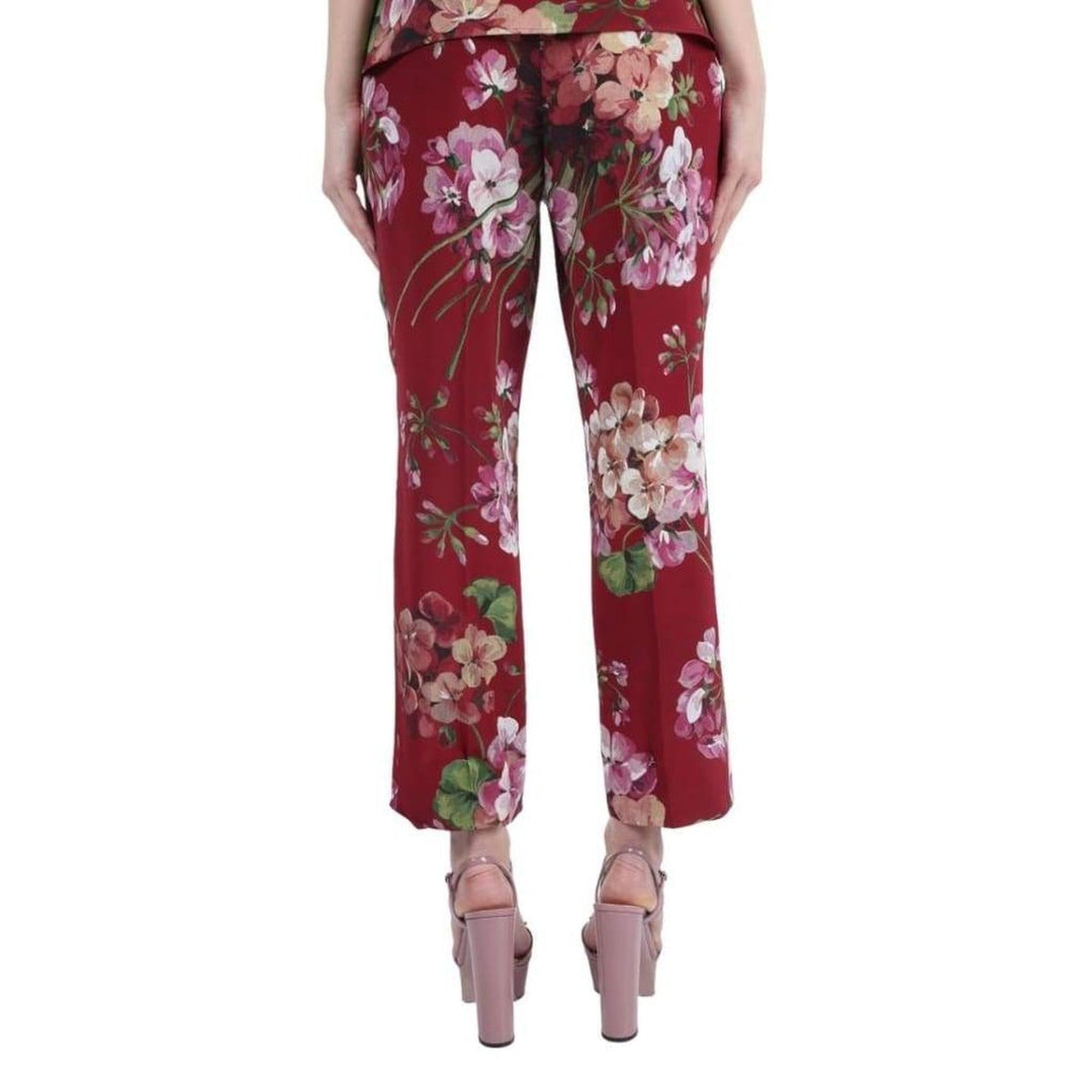 Blooms Print Pyjama Burgundy Silk Pants