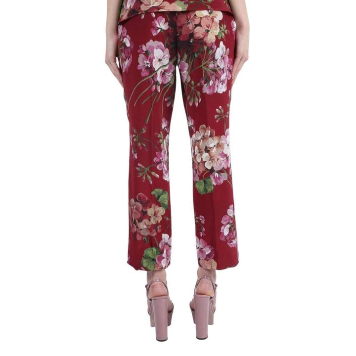 Blooms Print Pyjama Burgundy Silk Pants