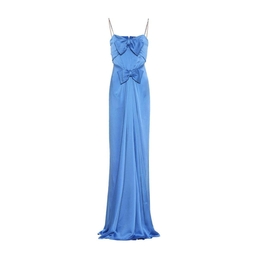 Gucci-Blue Embellished Satin Gown - Runway Catalog