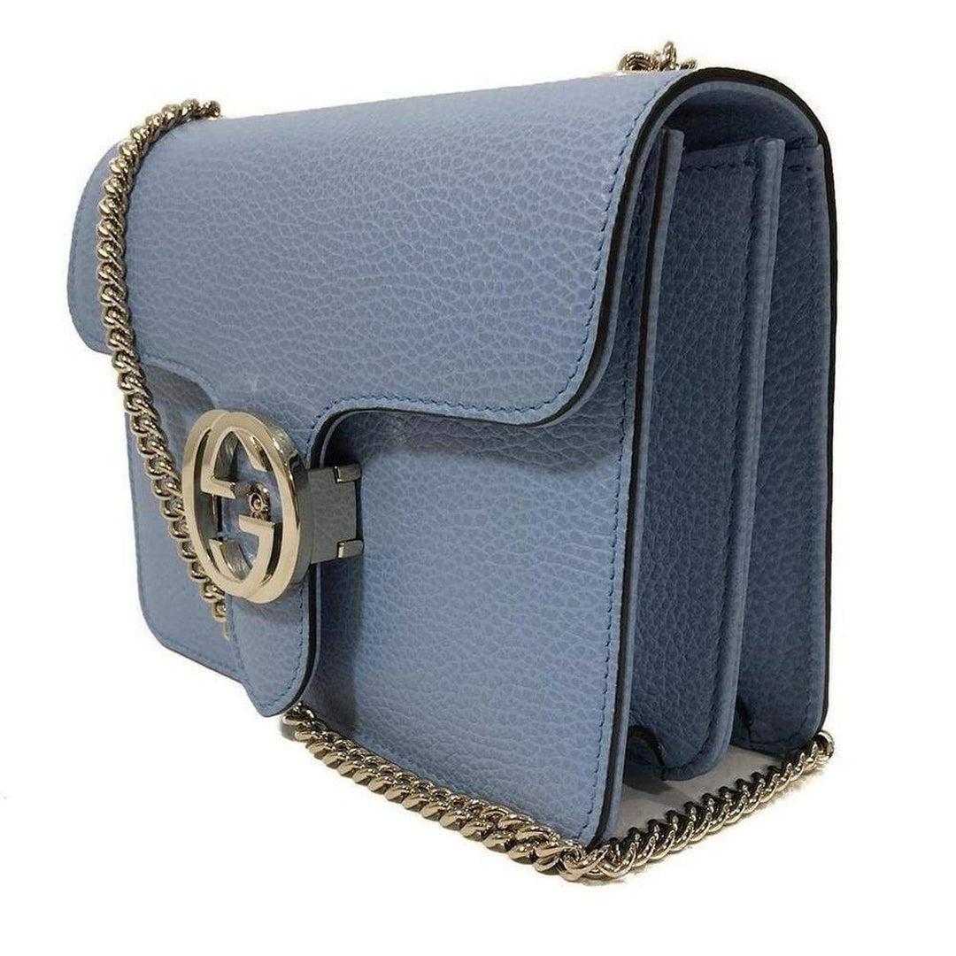 Blue Leather Marmont Interlocking GG Crossbody Bag