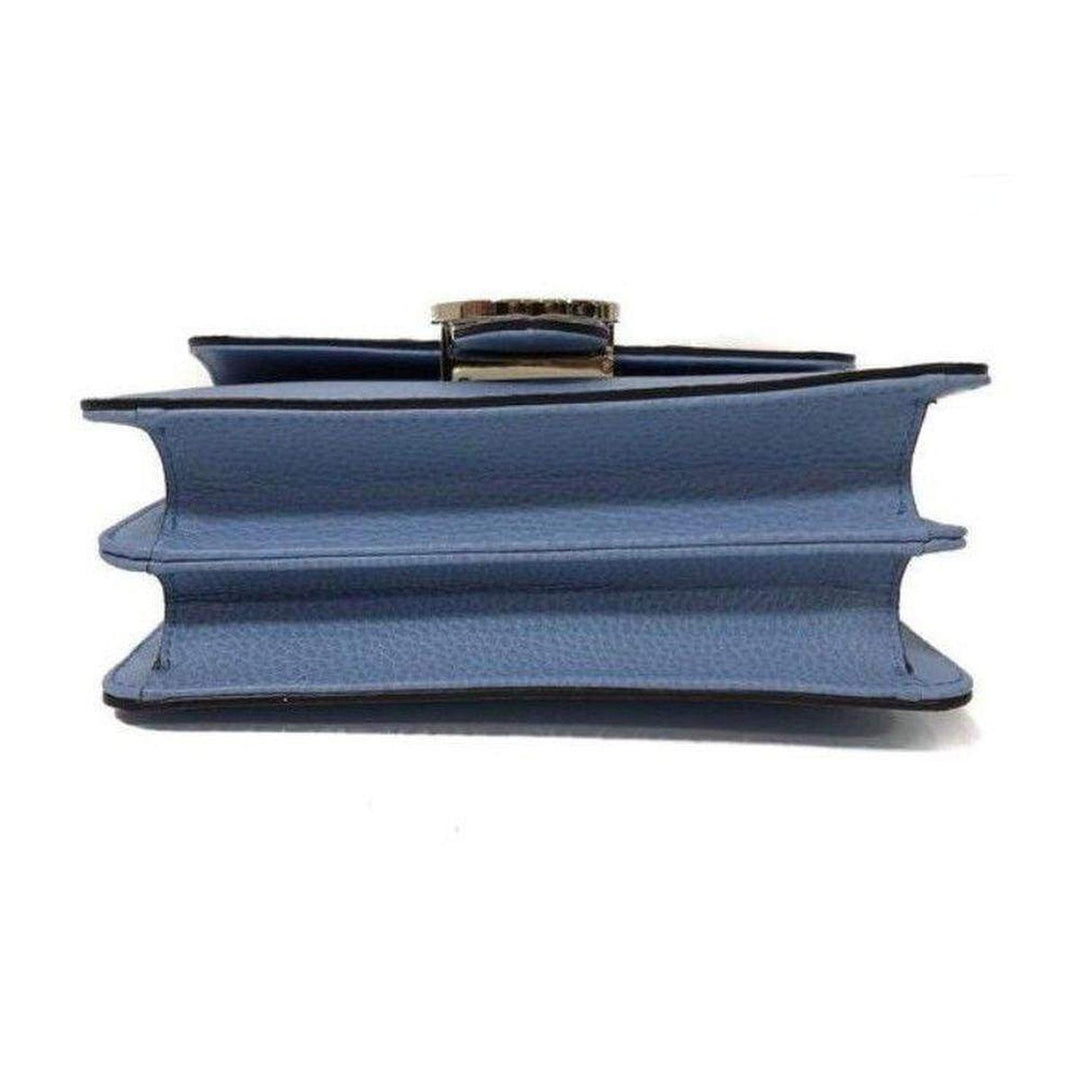 Blue Leather Marmont Interlocking GG Crossbody Bag