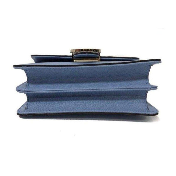 Blue Leather Marmont Interlocking GG Crossbody Bag