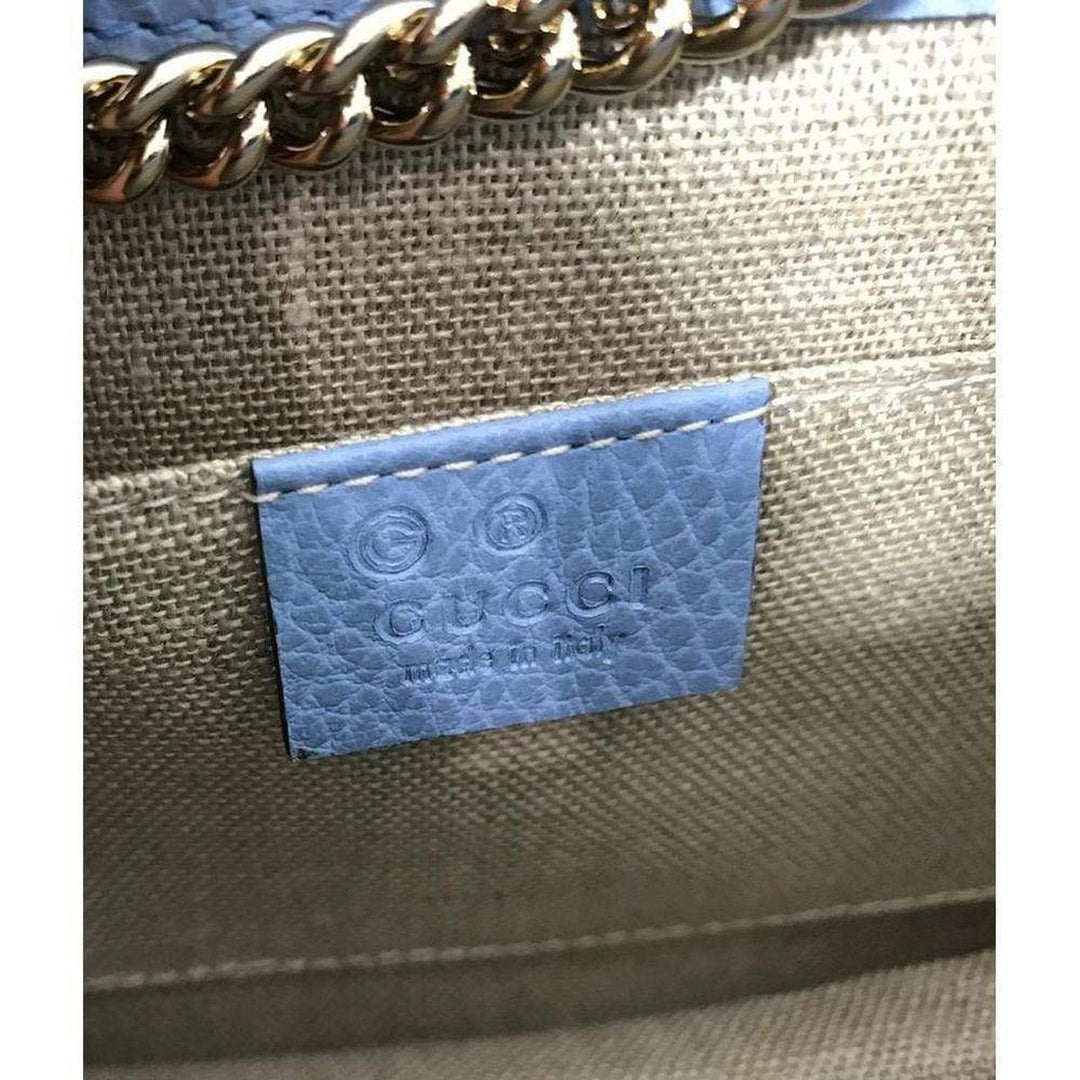 Blue Leather Marmont Interlocking GG Crossbody Bag