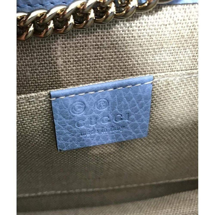 Blue Leather Marmont Interlocking GG Crossbody Bag