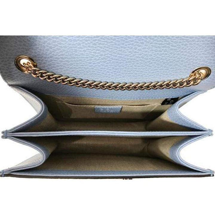 Blue Leather Marmont Interlocking GG Crossbody Bag