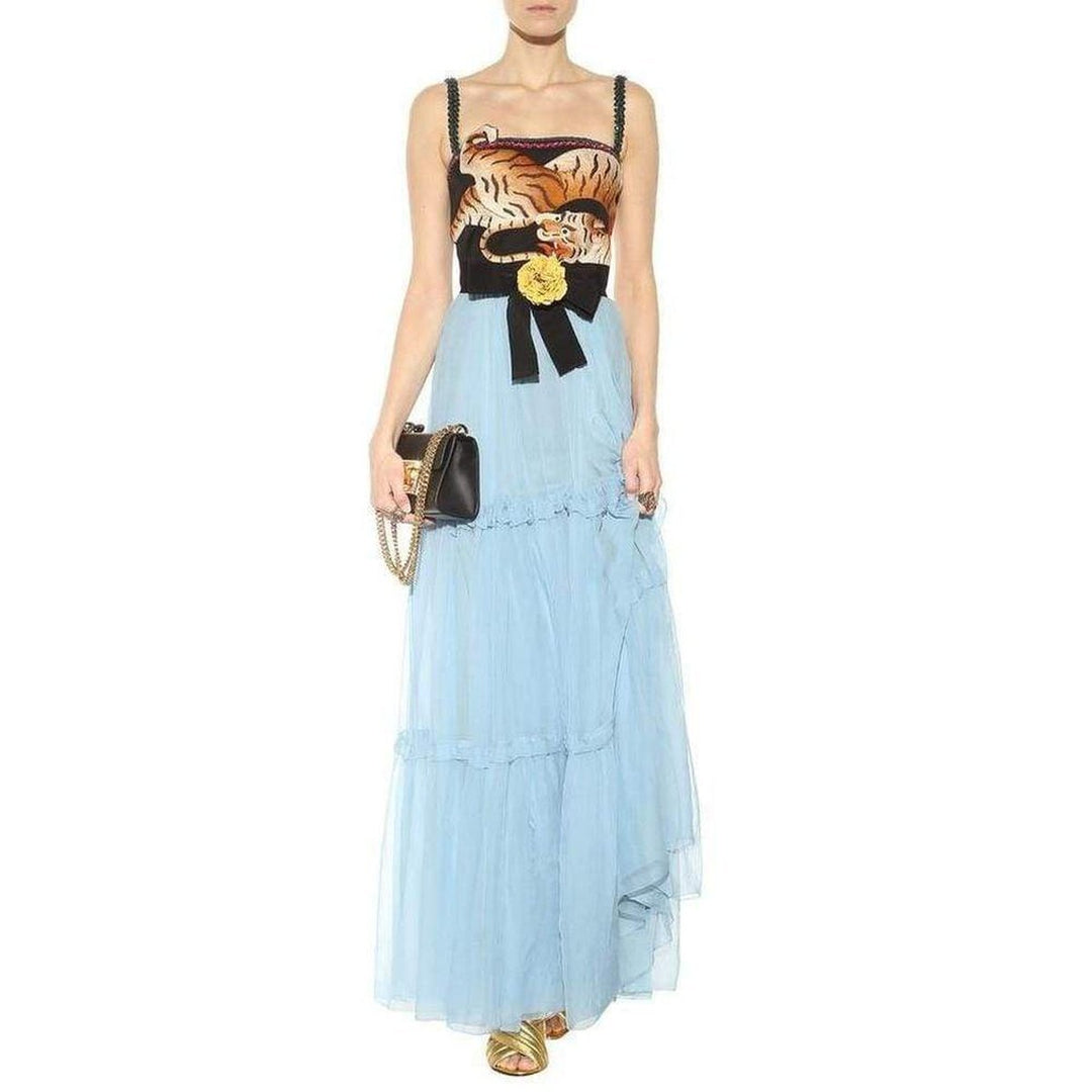 Blue Silk Chiffon Gown