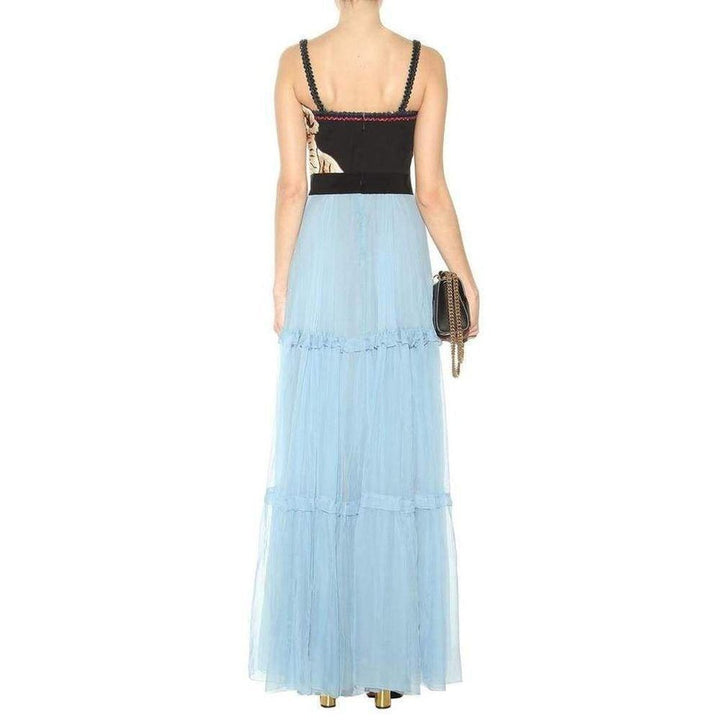 Blue Silk Chiffon Gown