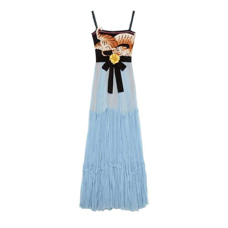Gucci-Blue Silk Chiffon Gown - Runway Catalog