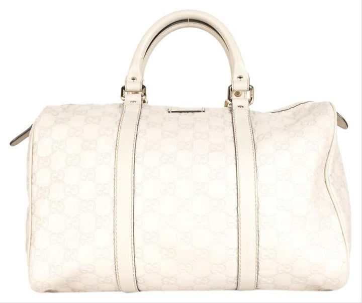 G*G Boston Bag Gg White Leather Tote