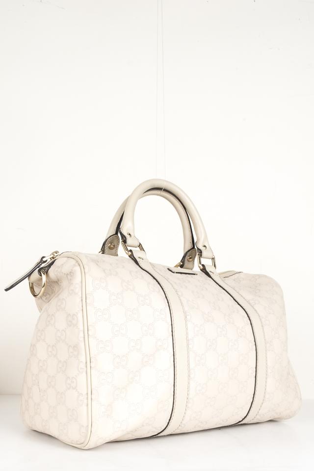 G*G Boston Bag Gg White Leather Tote