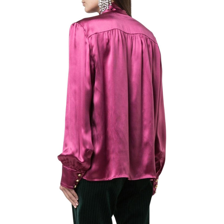 Bow Neck Silk Blend Satin Blouse