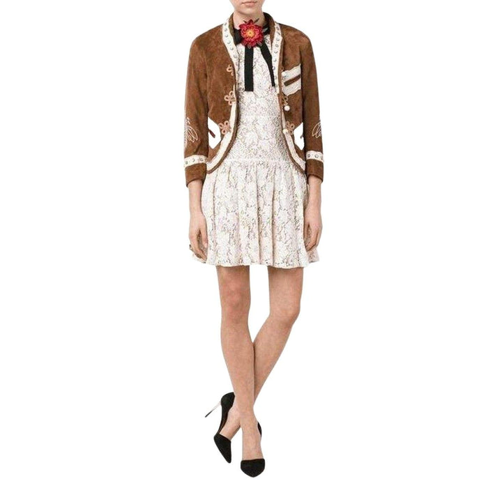 Brown Suede Embroidered Jacket