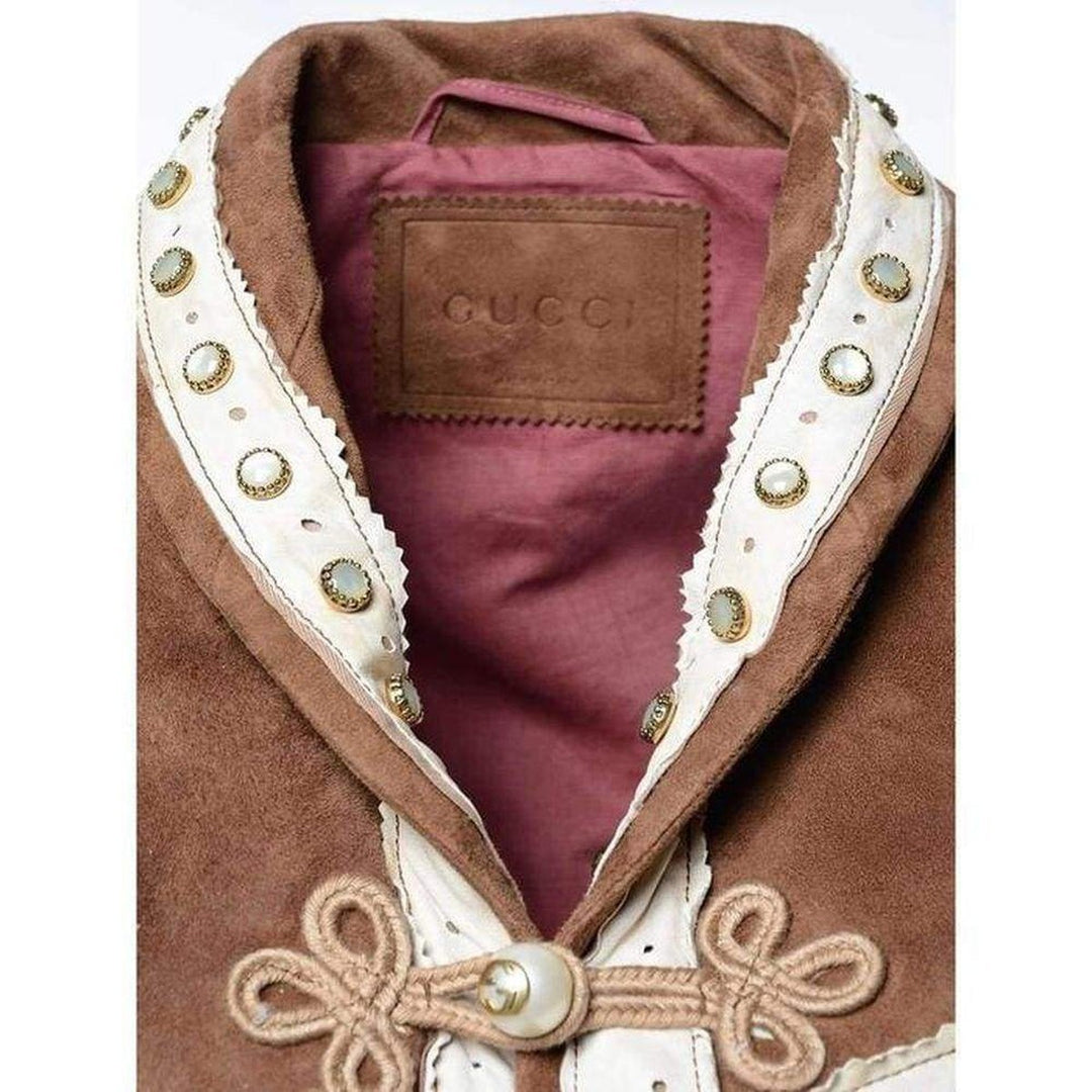 Brown Suede Embroidered Jacket